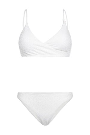 voorgevormde triangel bikini set Bella met textuur wit