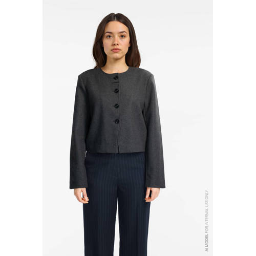 VILA wide leg regular waist casual broek met krijtstreep blauw afbeelding