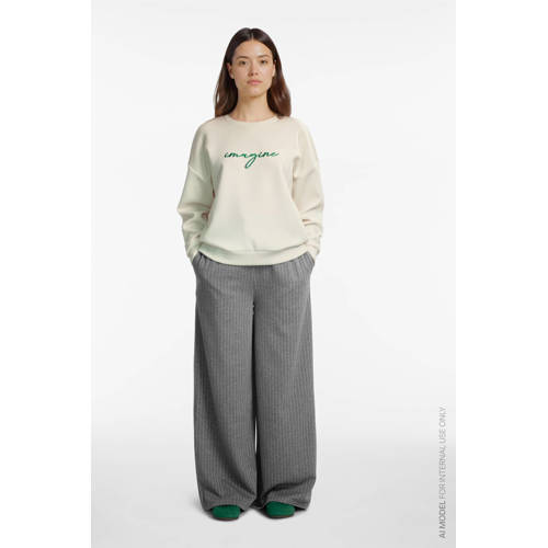 VILA regular waist casual broek met krijtstreep grijs afbeelding