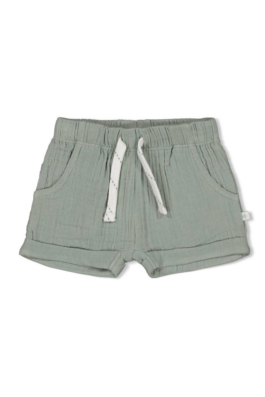 Groene jongens Feetje korte broek Summer Woven van mousseline met regular fit, regular waist en effen