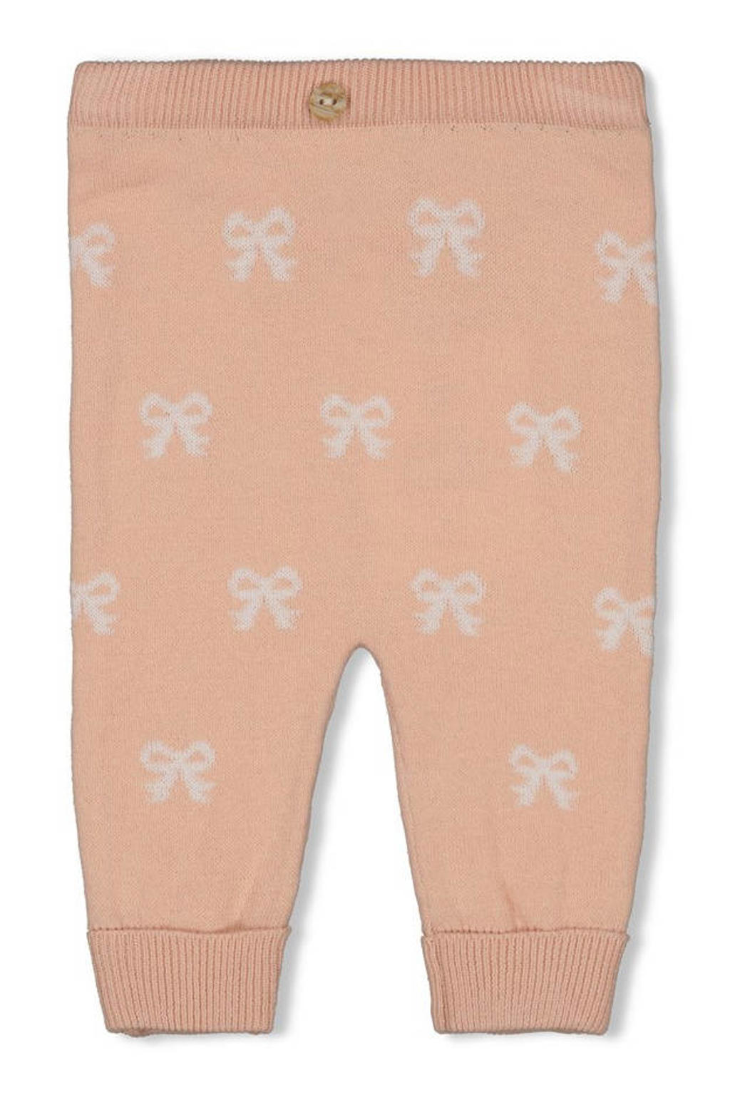 Roze meisjes Feetje fijn gebreide babybroek The Knits van katoen met regular fit en regular waist