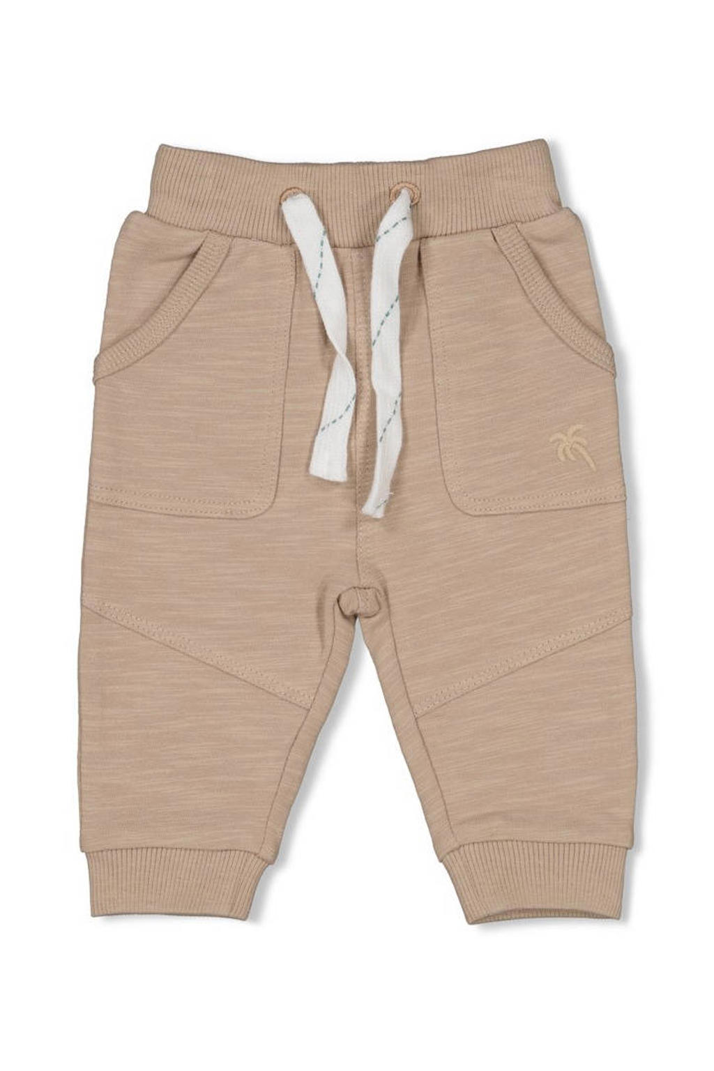 Taupe jongens Feetje babybroek You Croc my World van katoen met regular fit, regular waist en effen