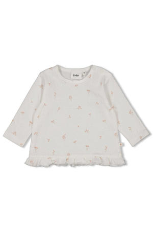 longsleeve Delicate Flower wit/roze