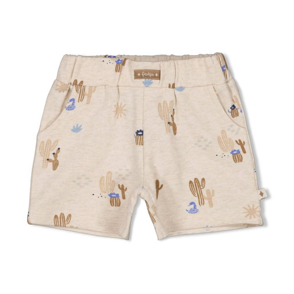 Ecru jongens Feetje sweatshort Sssiesta van katoen met regular fit, regular waist en elastische tailleband