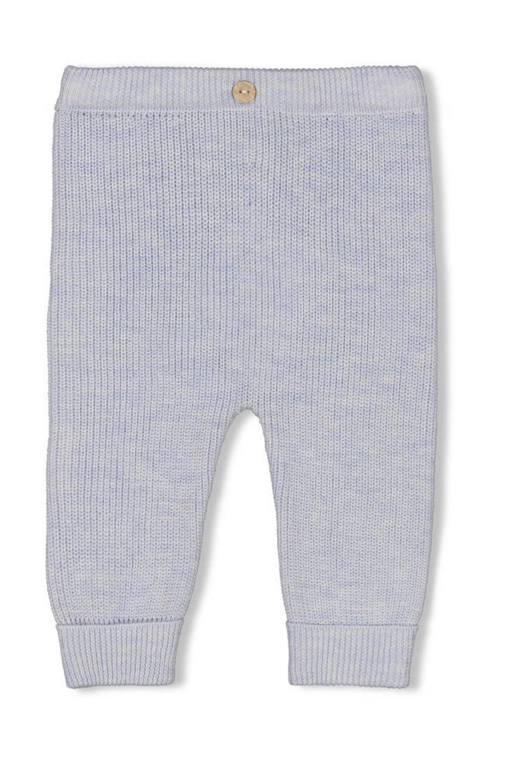 Lichtblauwe jongens Feetje gebreide babybroek The Knits van katoen met regular fit, regular waist en effen