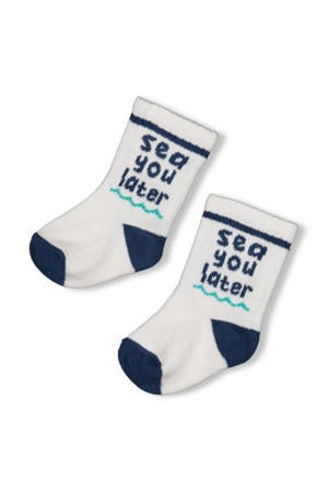sokken Seaside Happiness ecru/blauw