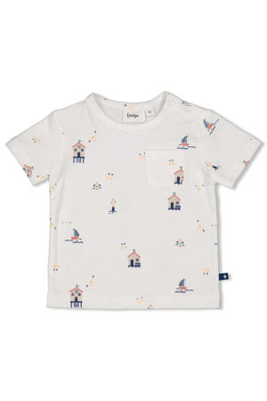 T-shirt Seaside Happiness ecru/blauw