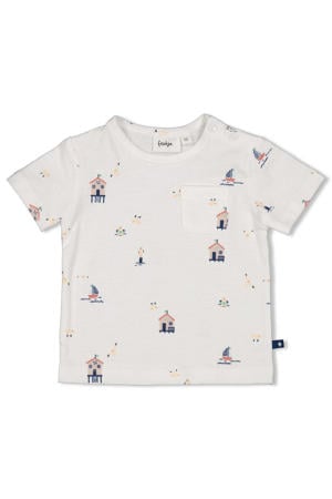 T-shirt Seaside Happiness ecru/blauw