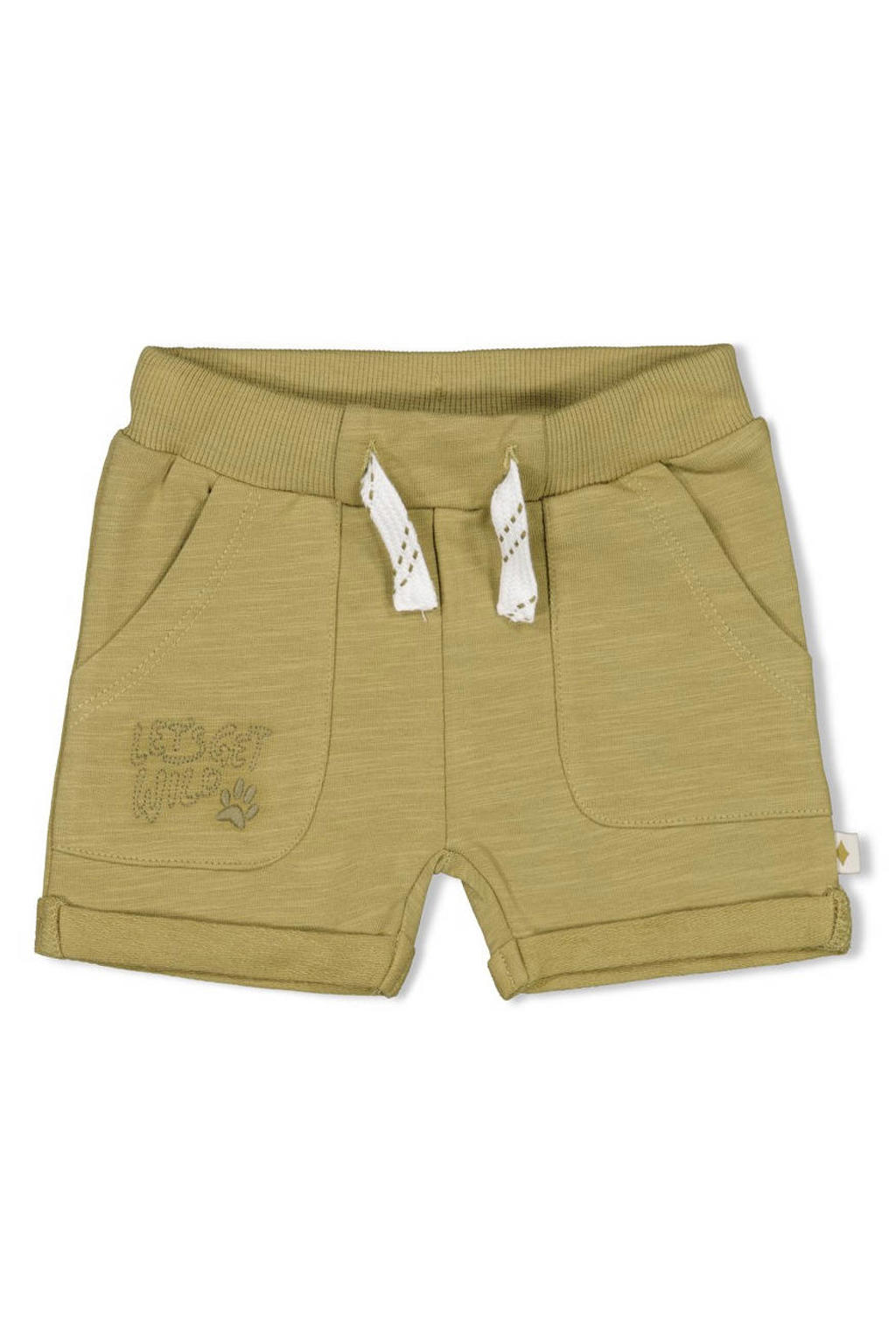 Groene jongens Feetje korte broek Safari Savage van sweat materiaal met regular fit, regular waist en effen
