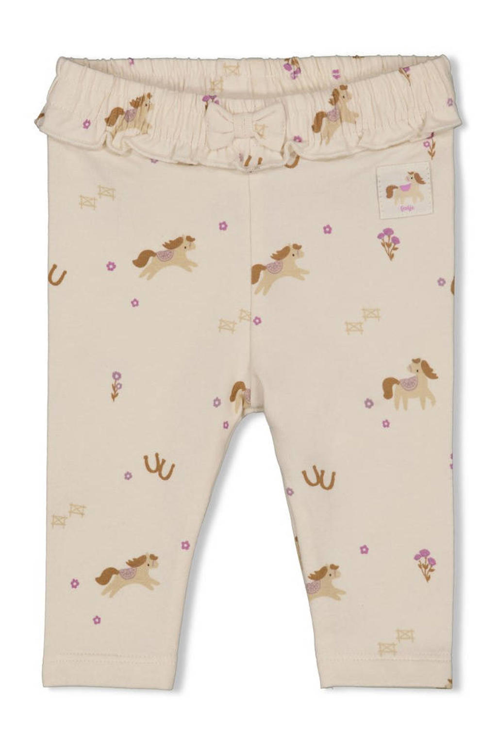 Ecru meisjes Feetje legging Flower Ranch van katoen met regular fit, regular waist, elastische tailleband en dierenprint