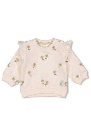 sweater Let Your Dreams Blossom ecru/groen