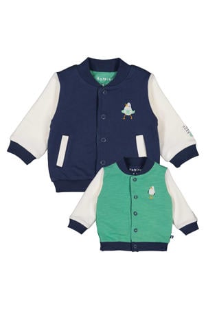 reversible jas Seaside Happiness donkerblauw/ecru/groen