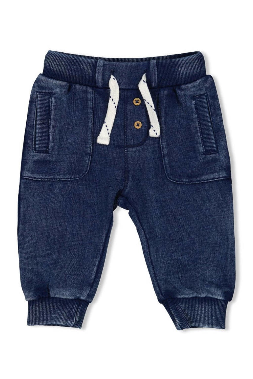 Dark blue denim jongens Feetje jog Summer Denims dark Blue Denim met elastische tailleband met koord en effen