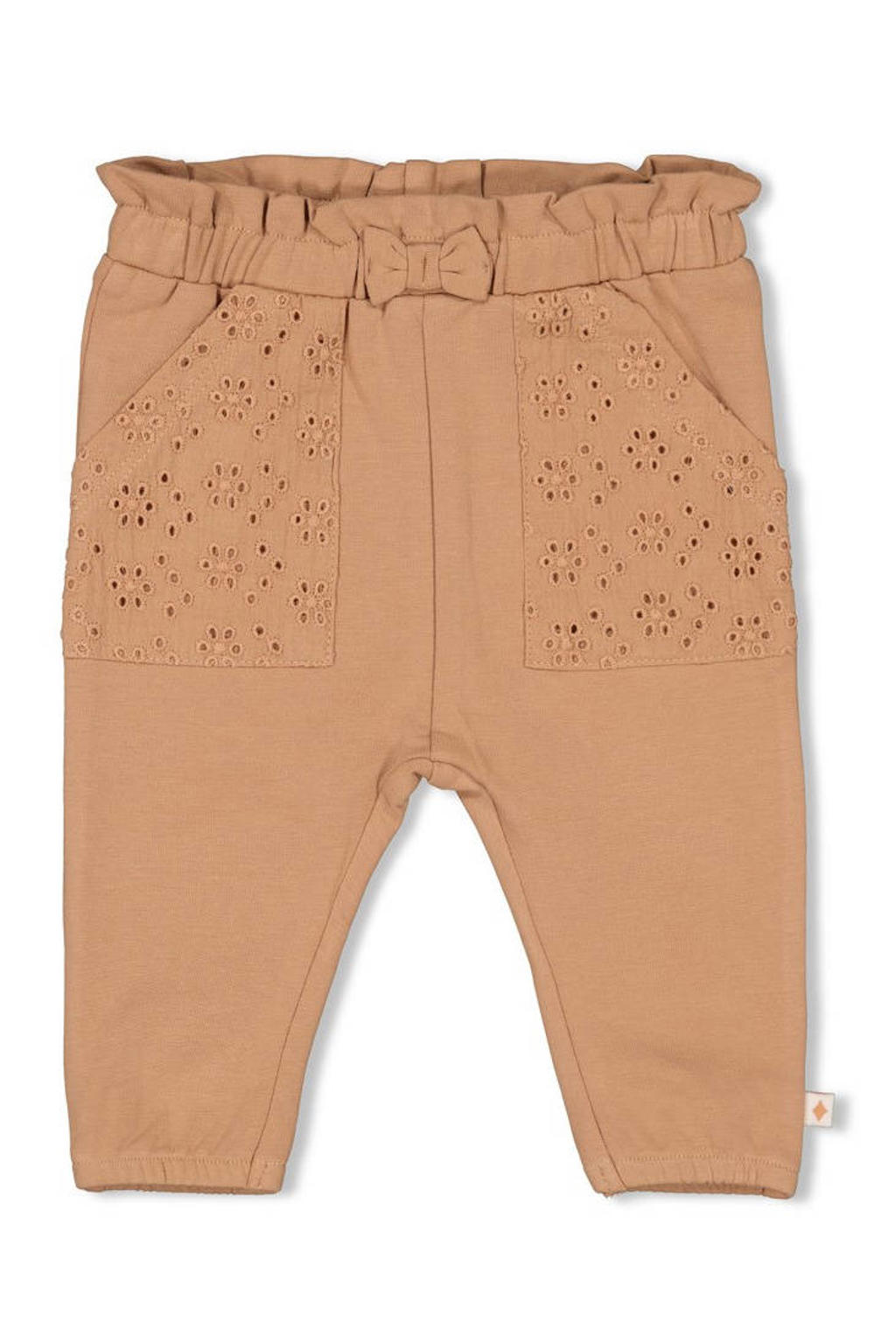 Bruine meisjes Feetje babybroek Flower Ranch van katoen met regular fit, regular waist, elastische tailleband en effen