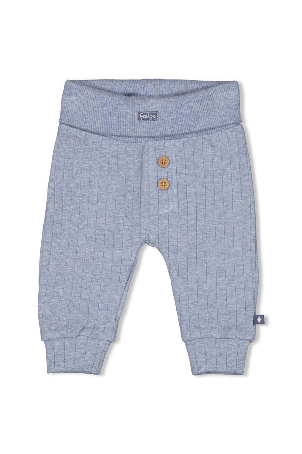 Blauwe jongens Feetje babybroek Blue Ocean van katoen met regular fit, regular waist, elastische tailleband en effen