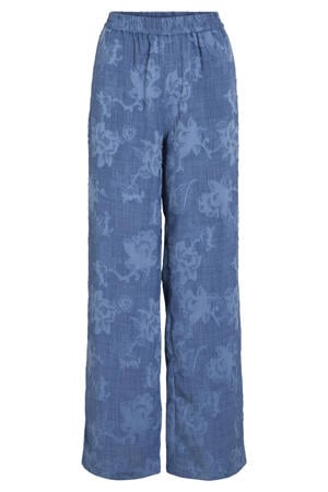 regular high waist casual broek blauw