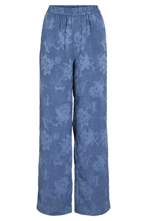 regular high waist casual broek blauw