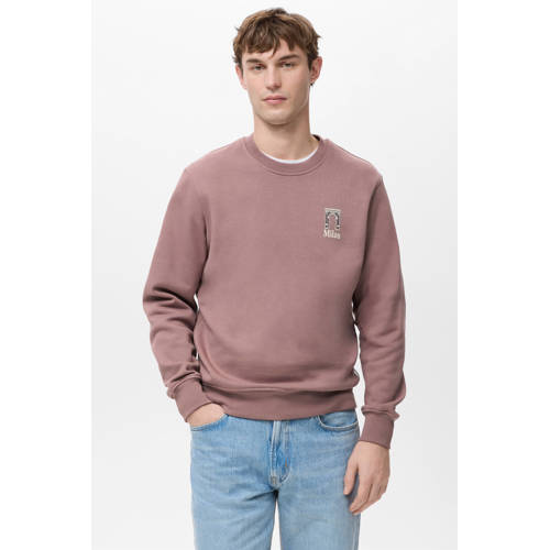 Mango Man sweater met backprint oudroze afbeelding