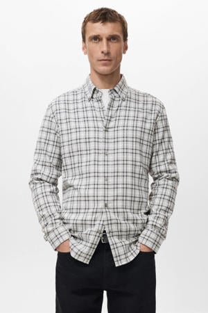 Regular geruit casual overhemd lichtgrijs