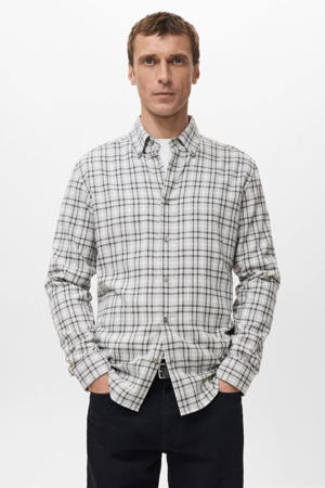 Regular geruit casual overhemd lichtgrijs