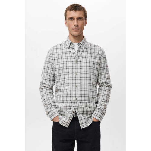 Mango Man Regular geruit casual overhemd lichtgrijs afbeelding