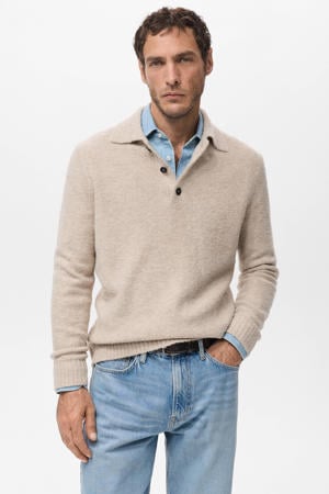 bouclé gebreide trui beige
