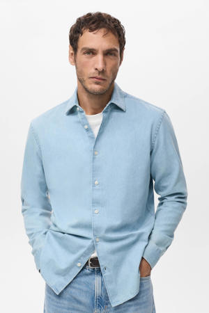 slim casual overhemd blauw