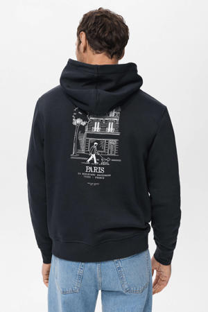 hoodie met backprint donkerblauw