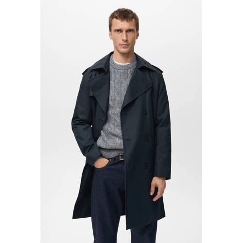 Mango Man trenchcoat donkerblauw afbeelding