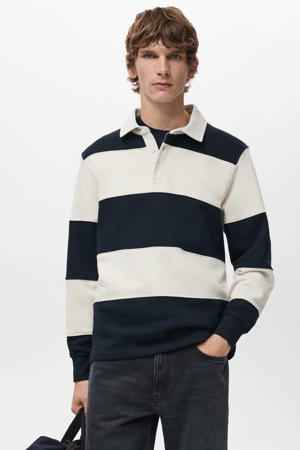 regular gestreepte polo donkerblauw