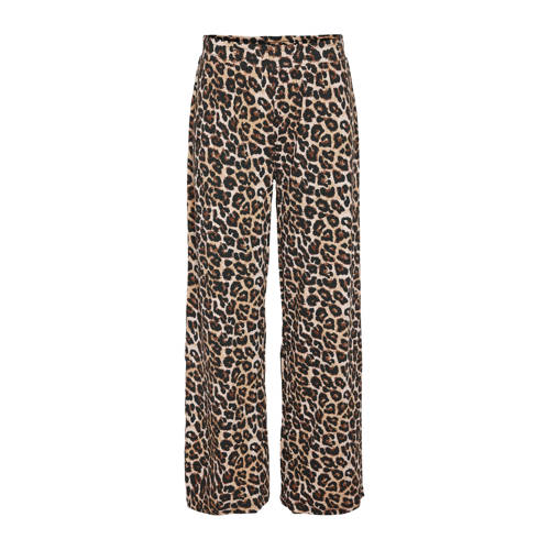 NOISY MAY Curve regular high waist casual broek met panterprint bruin afbeelding