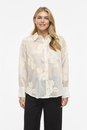 gebloemde blouse ecru