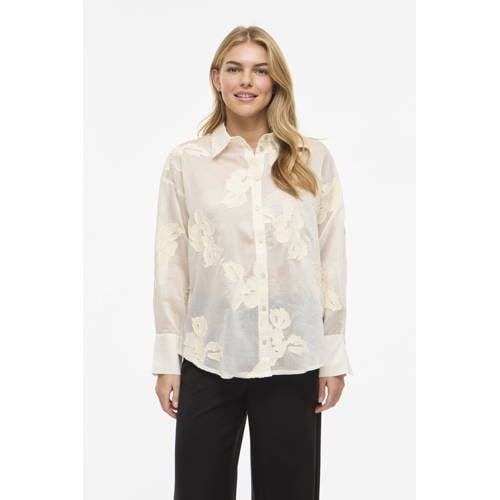 VILA gebloemde blouse ecru afbeelding