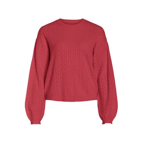 VILA top gebreid koraalrood afbeelding