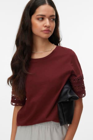 top roodbruin broderie