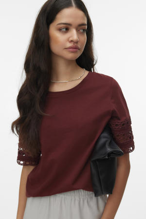 top roodbruin broderie