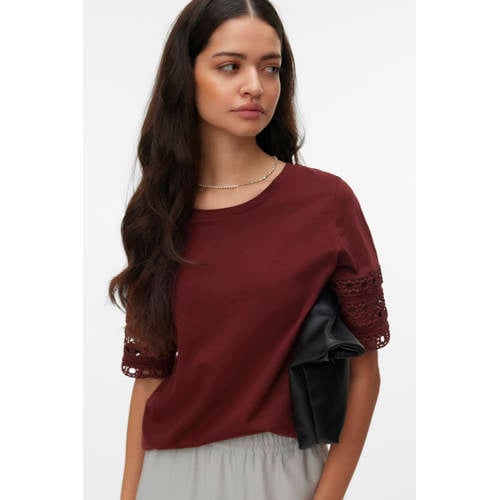 VERO MODA top roodbruin broderie afbeelding