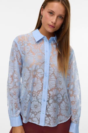gebloemde blouse lichtblauw