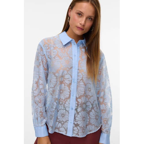 VERO MODA gebloemde blouse lichtblauw afbeelding