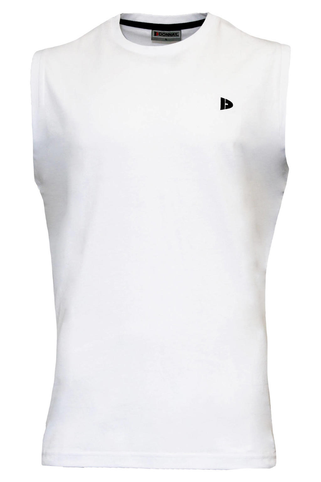 Witte heren Donnay sportsinglet Stan van katoen met effen en ronde hals