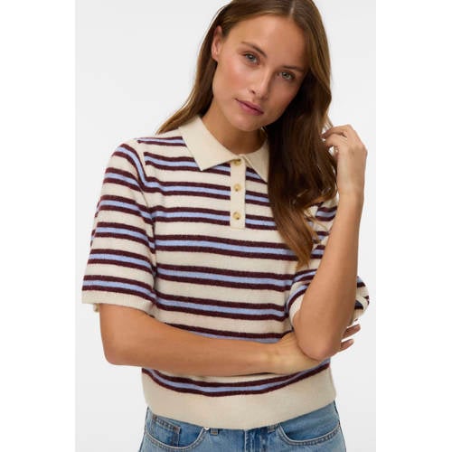 VERO MODA gestreepte trui roodbruin gebreid afbeelding