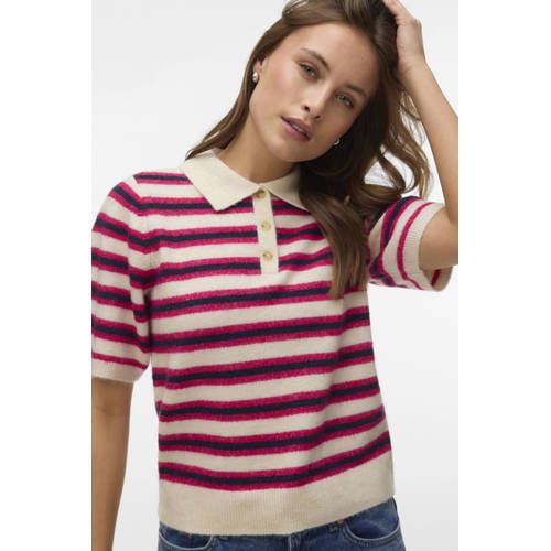VERO MODA gestreepte trui rood gebreid afbeelding