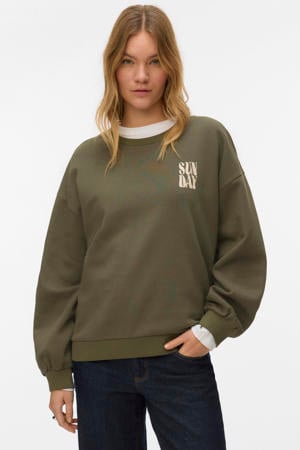 sweater met backprint groen