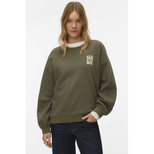VERO MODA sweater met backprint groen afbeelding