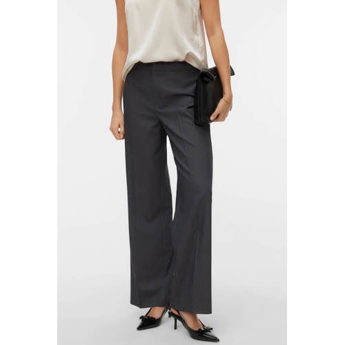 VERO MODA straight regular waist casual broek grijs afbeelding