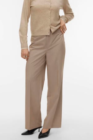 straight regular waist casual broek beige