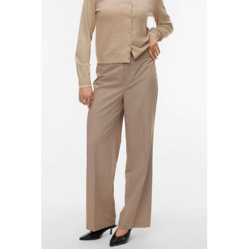 VERO MODA straight regular waist casual broek beige afbeelding