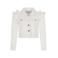 Le Chic spijkerjas met parels en ruches wit