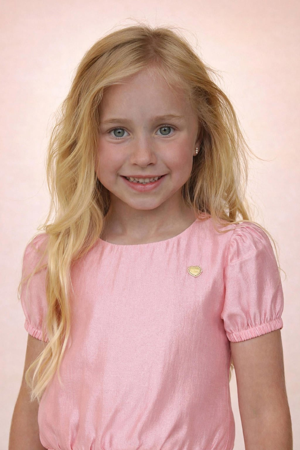 Roze meisjes Le Chic blousetop met korte mouwen, ronde hals, blinde ritssluiting en glimmend detail