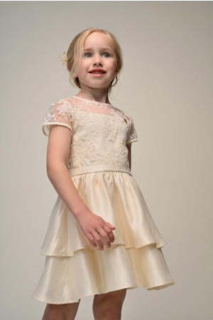 korte jurk met borduursels beige